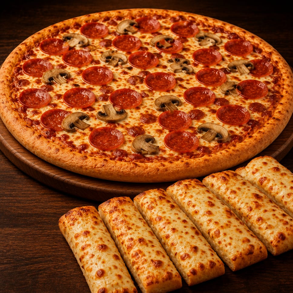 Large Pizza & CheeseSticks Special.