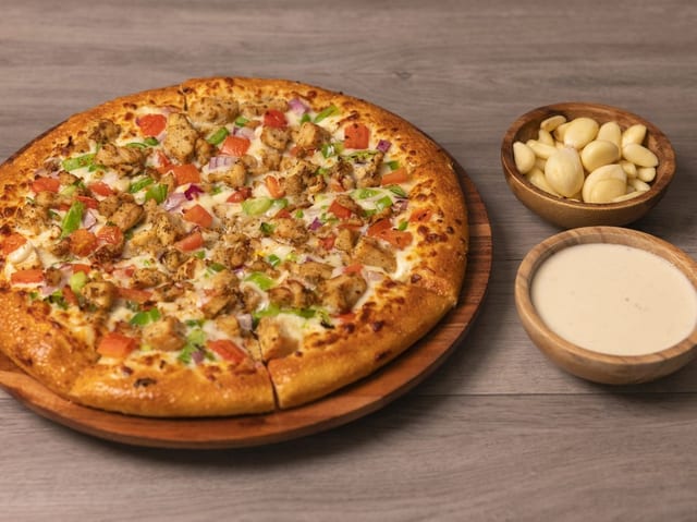 Roasted Garlic Chicken Pizza.