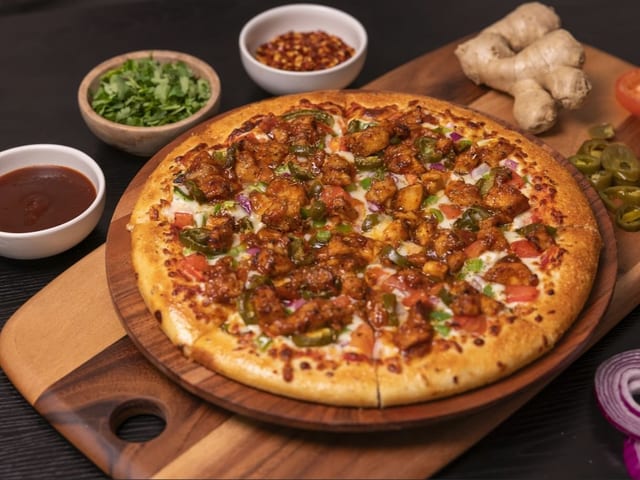Korean Chili Chicken Pizza.