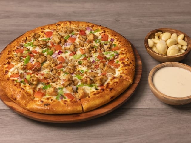 Halal Chicken Garlic Pizza.