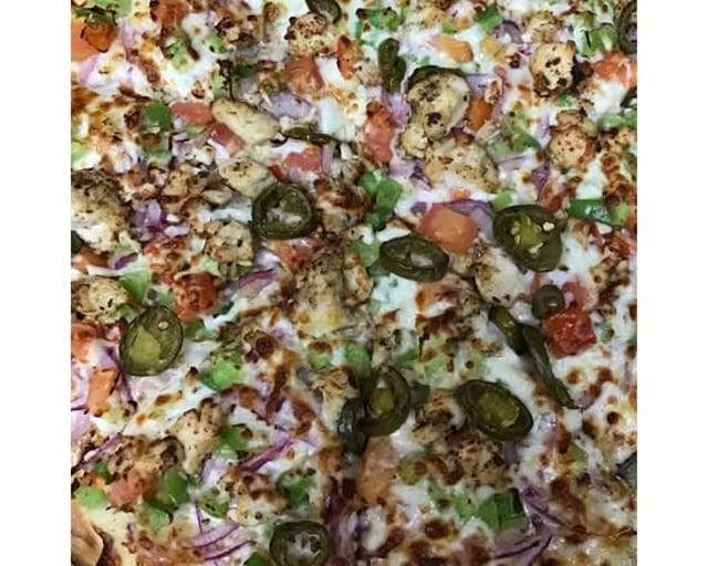 Roasted Garlic Chicken Pizza.
